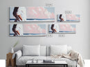 Beach Walk, Ocean Breeze, Pastel Sky, Dreamy Coastal Art, Soft Feminine Aesthetic, Framed Canvas Print, Bedroom Wall Art, Minimalist Decor