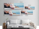 Beach Boulders, Coastal Landscape, Tranquil Escape, Framed Canvas Print, Ocean Wall Art, Boho Decor, Relaxing Seaside Painting