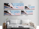 Ocean Breeze, Cliffside Waves, Coastal Landscape, Living Room Art, Nautical Decor, Minimalist Aesthetic, Framed Canvas Print, Blue Hues