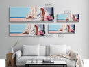 Bride by Cliffs, Wedding Wall Art, Coastal Painting, Feminine Seascape, Elegant Home Decor, Framed Canvas Print, Bedroom Aesthetic