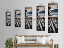 Coastal Beach, Driftwood Shore, Stormy Sky, Framed Canvas Print, Ocean Wall Art, Seaside Decor, Nautical Painting, Living Room Wall Art