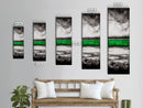 Green Lake, Moody Sky, Reflection, Framed Canvas Print, Minimalist Landscape, Monochrome Art, Office Decor, Nature Inspired Wall Art