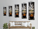 Sunset Fire Pit, Cozy Camping Decor, Lakeside Bonfire, Outdoor Wall Art, Framed Canvas Print, Rustic Lodge Art, Warm Tones, Cabin Decor