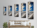 Dramatic Sky, Ocean Shore, Coastal Art, Blue Hues, Framed Canvas Print, Seascape Wall Art, Nautical Home Decor, Living Room Statement Art