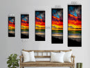Mountain, Sunset, Water, Framed Canvas Print, Nature Landscape, Moody Wall Art, Dramatic Orange and Black, Rustic Cabin Decor