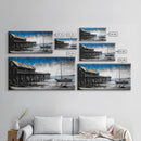 Pier and Boat, Seaside Wall Art, Coastal Landscape, Framed Canvas Print, Nautical Home Decor, Large Artwork, Ocean Painting