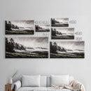 Foggy Hills, Woodland Landscape, Monochrome Art, Canvas Print, Rustic Nature Decor, Peaceful Wall Art, Mountain Art