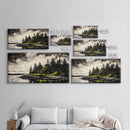 Island Escape, Black and White Landscape, Coastal Home Decor, Framed Canvas Print, Nature Wall Art, Cabin Living Art