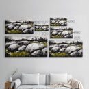 Boulder Landscape, Black and White, Nature Scene, Framed Canvas Print, Rustic Wall Art, Minimalist Decor, Wilderness Theme, Cabin Art