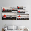 Red Buoy, Nautical, Coastal, Framed Canvas Print, Black and White Beach Scene, Ocean Wall Art, Maritime Decor, Fisherman’s House Artwork