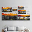 Sunset Fence, Mountain View, Rustic Canvas Print, Large Wall Art, Autumn, Farmhouse Painting, Framed Canvas Print, Moody Home Decor