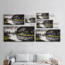 Forest Waterfall, Black and White Landscape, Nature Wall Art, Rustic Lodge Decor, Cabin Home Art, Peaceful River Scene, Canvas Print