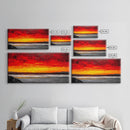 Red Sunset, Ocean Shore, Dramatic Sky, Bold Expressionist Art, Vibrant Landscape, Beach House Decor, Living Room, Canvas Print