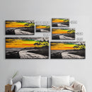 Tropical Beach, Sunset Painting, Ocean Horizon, Modern Coastal Decor, Palm Tree Art, Framed Canvas Print, Living Room Wall Art, Beach Scene