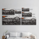 Rustic Wagon Wheel, Western Wall Art, Farmhouse Decor, Vintage Country Style, Black and White Canvas Print, Living Room Wall Art