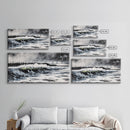 Ocean Wave, Coastal Art, Large Wall Art, Black and White Painting, Abstract Seascape, Living Room Decor, Framed Canvas Print, Beach House
