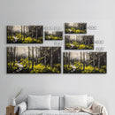 Forest Pathway, Autumn Woodland, Yellow Foliage, Moody Nature Art, Black and White, Peaceful Retreat, Cabin Wall Decor, Framed Canvas Print