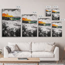Sunset Waves, Coastal Painting, Ocean Sunset, Abstract Landscape, Framed Canvas Print, Nautical Art, Living Room Wall Art, Bold Color Art