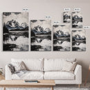 Serene Lake, Black and White Art, Nature Wall Decor, Minimalist Art, Wilderness Painting, Tranquil Wall Art, Modern Home Decor, Canvas Print