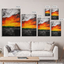 Fiery Sunset, Abstract Landscape, Vibrant Colors, Warm Tones, Fall Wall Decor, Bold Statement Art, Living Room Art, Framed Canvas Print