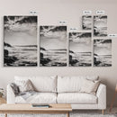 Coastal Mist, Moody Seascape, Black and White Ocean, Nautical Wall Art, Minimalist Decor, Living Room Art, Canvas Print, Gift Idea