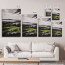 Rolling Hills, Nature Landscape, Canvas Print, Black White Green Art, Farmhouse Decor, Rustic Wall Art, Bedroom Decor, Fall Home Art