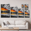 Fiery Sunset, Mountain Reflection, Canvas Print, Lake Wall Art, Nature Photography, Rustic Decor, Living Room Art, Fall Color Palette