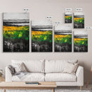 Mountain View, Golden Fields, Lakeside Horizon, Framed Canvas Print, Rustic Landscape, Nature Wall Art, Modern Farmhouse