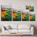 Bold Earthy Abstract, Green Yellow Orange, Framed Canvas Print, Rustic Wall Art, Living Room Decor, Textured Home Accent