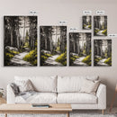 Sunlit Trail, Forest Path, Nature Landscape, Canvas Print, Woodland Wall Art, Minimalist Art, Living Room Decor, Fall Aesthetic
