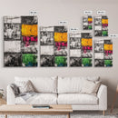 Abstract Modern Art, Black White Geometric, Yellow Red Green Blocks, Minimalist Wall Decor, Office Art, Mid Century Style, Canvas Print