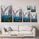 Abstract Grass, Blue and Green Art, Nature Inspired Wall Art, Minimalist Decor, Textured Canvas Print, Living Room Wall Art