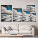 Beach Serenity, Coastal, Ocean Waves, Nature Art, Framed Canvas Print, Living Room Wall Art, Beach House Decor, Minimalist Landscape