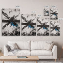 Black White Chaos, Modern Abstract, Bold Brush Strokes, Framed Canvas Print, Office Decor, Industrial Wall Art, Contemporary Art