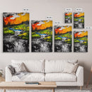 Autumn River, Nature Wall Art, Modern Landscape, Framed Canvas Print, Rustic Home Decor, Office Artwork, Vibrant Sunset Painting