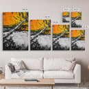 Abstract Tree, Fall Wall Art, Modern Nature Painting, Framed Canvas Print, Rustic Home Decor, Bold Orange Yellow, Unique Artwork