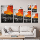 Fiery Abstract, Bold Modern Art, Framed Canvas Print, Contemporary Wall Art, Orange and Black Decor, Living Room Art, Statement Piece
