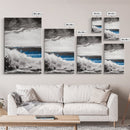 Ocean Wave Art, Monochrome Seascape Print, Coastal Wall Decor, Ocean Scene, Nautical Art, Beach House Print, Framed Canvas Print