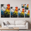 Abstract Floral Art, Expressionist Print, Flower Wall Decor, Modern Botanical Artwork, Vibrant Home Aesthetic, Framed Canvas Print