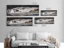 Frozen Cave, Monochrome Landscape, Framed Canvas Print, Winter Wall Art, Dramatic Nature Scene, Home Office Decor, Unique Black and White Art