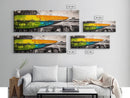 Abstract Surfboard, Bold Colors, Beach House Art, Framed Canvas Print, Tropical Wall Art, Coastal Decor, Boho Vibes, Surfing Gift