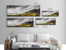 Coastal Serenity, Yellow Field, Stormy Sky, Canvas Print, Ocean Landscape, Beach House Art, Modern Nature Painting, Living Room Wall Decor
