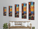 Ocean Sunset, Arched View, Coastal Glow, Framed Canvas Print, vibrant beach sunset art, tropical patio decor, colorful kitchen wall art
