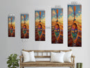 Oar, Flowers, Sea, Paddle - Framed Canvas Print, Coastal Boho Art, Colorful Nautical Decor, Beach House Wall Art, Hallway Canvas Piece