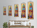 Surfboard, Floral, Bright, Tropical - Canvas Print, Surfboard Wall Art, Beach House Decor, Tropical Living Room Accent, Summer Art Print