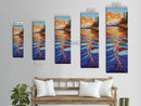 Sunset Water, Church View, Serene Horizon, Framed Canvas Print, abstract water reflections, spiritual art, peaceful living room wall decor