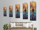 Woman Water, Sunset, Canvas Print, Bohemian Abstract Wall Art, Feminine Bedroom Decor, Sunset Painting, Vibrant Beach Vibes