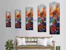 Wave Leaves, Sunset, Canvas Print, Abstract Ocean Wall Art, Bright Boho Decor, Living Room Seascape, Coastal Nature Painting