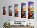 Lighthouse Coastline, Sunset Majestic — Framed Canvas Print, coastal wall art, nautical decor, seascape lighthouse painting, beach house print