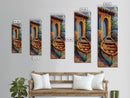 Docked Boat Flowers Villa, Framed Canvas Print, Mediterranean coastal home decor, bright rustic art, hallway wall art, summer lakehouse print